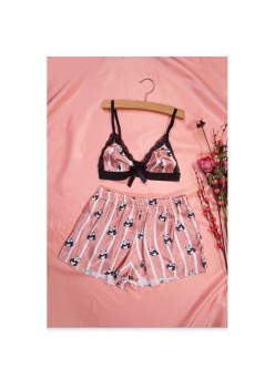 Pijama de damă, roz cu model panda