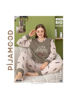 Pijama damă flaușată de diverse culori și mărimi mari 60052