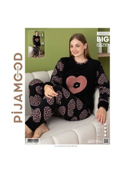 Pijama flaușată damă de mărimi mari 60027