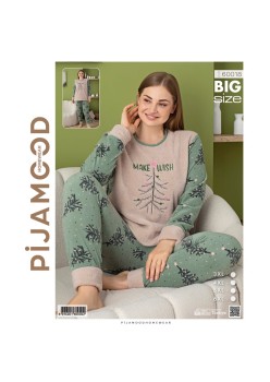 Pijama damă flaușată de diverse culori și mărimi mari 60018