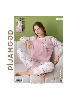 Pijama damă flaușată roz 6037