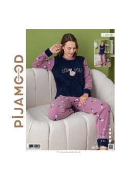 Pijama damă roz flaușată 6014