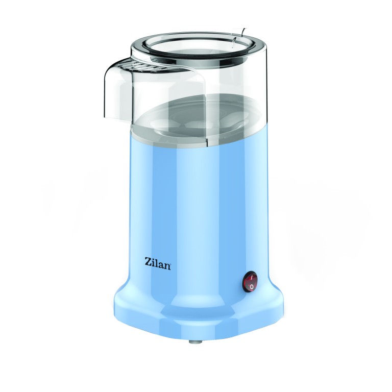 Aparat Pentru Popcorn Zilan ZLN-3147, Putere 1200W, sistem cu jet de aer cald, Bleu