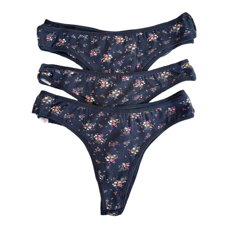 Chiloti Tanga Dama Flowers Bleumarin
