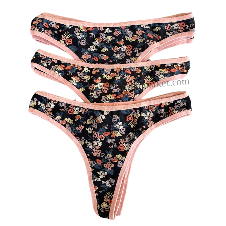 Chiloti Tanga Dama Cu Flori Colorate