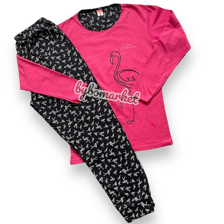 Pijama dama flausata flamingo Fucsia 12107